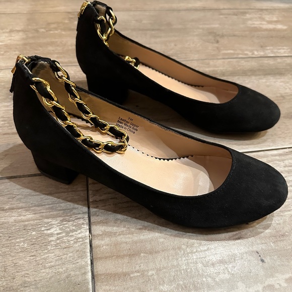 BP Black Suede Chain Strap Heels - Picture 5 of 7